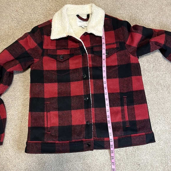 Thread & Supply red plaid Sherpa lined jacket S - Picture 11 of 12